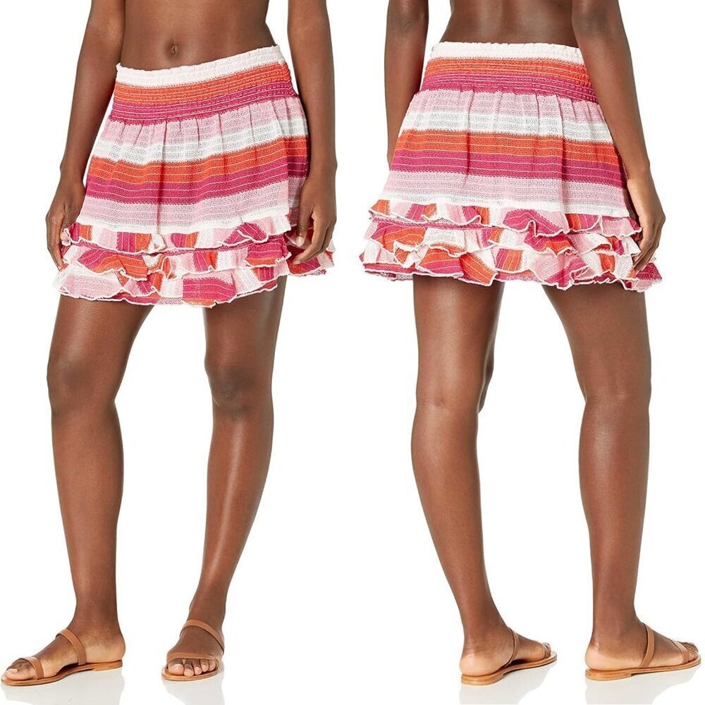 NWT New $195 Ramy Brook Madina Striped Ruffle Coverup Skirt Size S